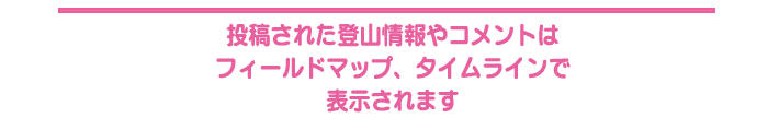投稿された登山情報はフィールドやタイムラインに表示